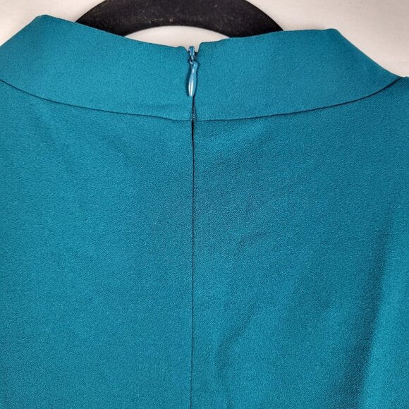 Maggy London Dress Women's 16 Turquoise Green Tie Neck Midi Career Office NWT - Picture 12 of 12